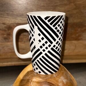 Starbucks Tall Mug Geometric Black White Stripe Design 16 oz Safe